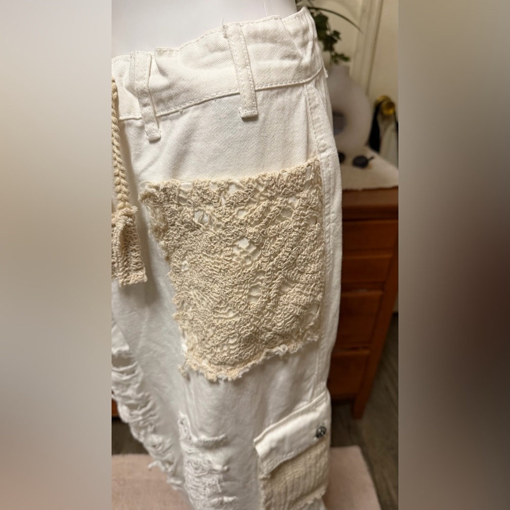 Cream Distressed Cargo Pants by POL hoodie and photo also listed in my closet - Picture 13 of 15